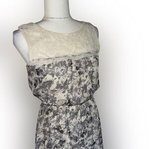 Maurices Cream Lace & Grey Floral Dress Size M